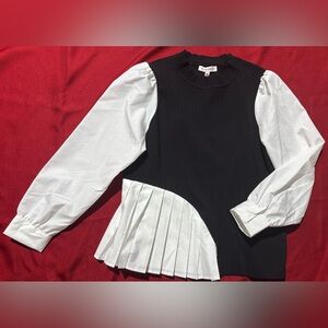 Nanette Lepore Black Ribbed Knit Top